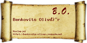 Benkovits Olivér névjegykártya